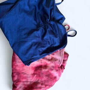 Pink tie-dye and blue lace Leo bundle #beachyvibes